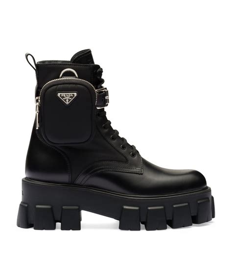 prada monolith black boots|prada leather boots with pouch.